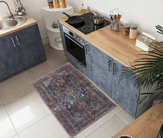 Keen Home Design 24"x36" Rug - Machine Washable Entry Rug with Non-Slip Backing, Ideal for Enteryway, Kitchen, Bathroom, Laundry Room - Vintage, Easy Clean, Durable, Low Pile - (2' x 3')