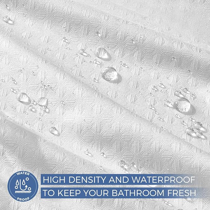 downluxe Waterproof Fabric Shower Curtain Liner, Soft Cloth Shower Liner with Magnets, Machine Washable & Hotel Quality Bathroom Curtain, 36" W x 72" L, Waffle White