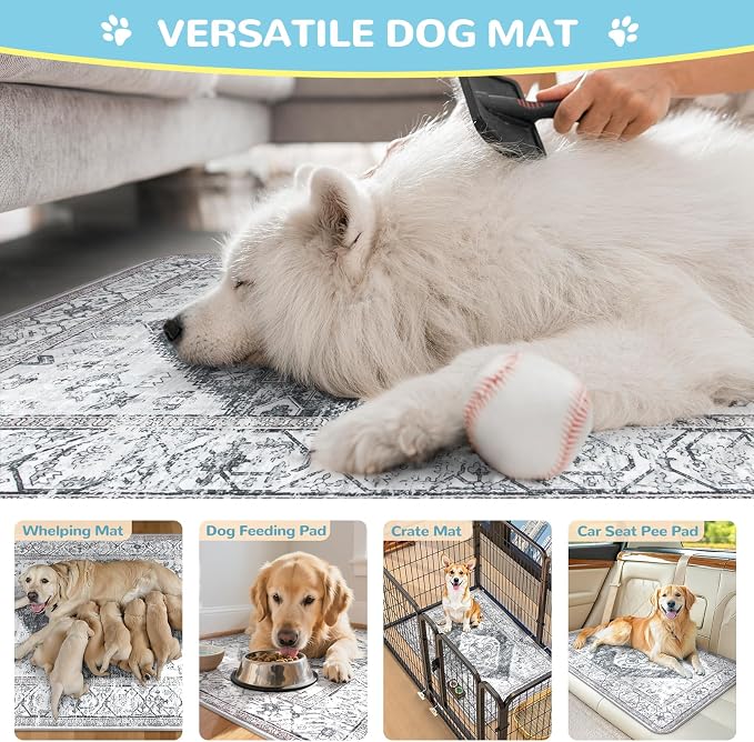Lahome Super Absorbent & Leakproof Washable Dog Pee Pads - 2 Pack Value Set - Waterproof, Non-Slip Reusable Pads for Puppy Training, Crates & Whelping (24"x24", Gray)