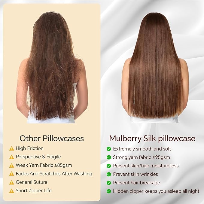 INFIIXSO Mulberry Silk Pillowcase for Hair and Skin, Silk Pillow Cases Standard Size with Hidden Zipper 20x26 Inches, Super Smooth and Soft Cooling Pillow Cases for Hot Sleepers(Burgundy, 1 Pack)