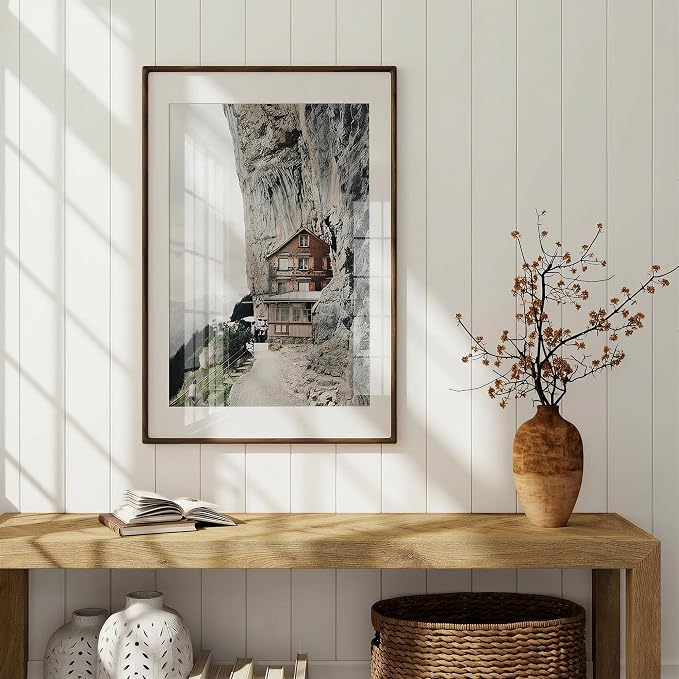 24x36 Poster Frame, USA-Sourced Walnut Wood Picture Frame Wall Mounted, 24x36 Poster Frame with Real Glass, 24" x 36" Picture Frame Matted to 20x30 Photo for Wall Decoration, 1 Pack