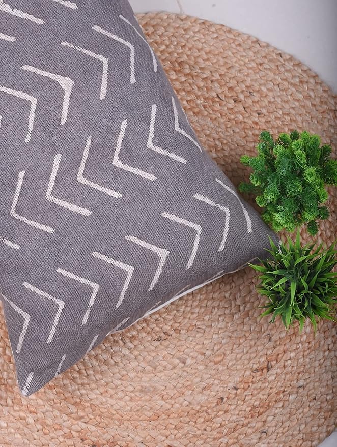Trade Star 100% Cotton Pillow Cover Handloomed Lumbar Pillow Shams Rustic Back Rest Case Throw Pillow Cover Fall Decor Authentic Bedding Farmhouse Cover Mudcloth Long (Grey Phoenix 14X36 INCHES)