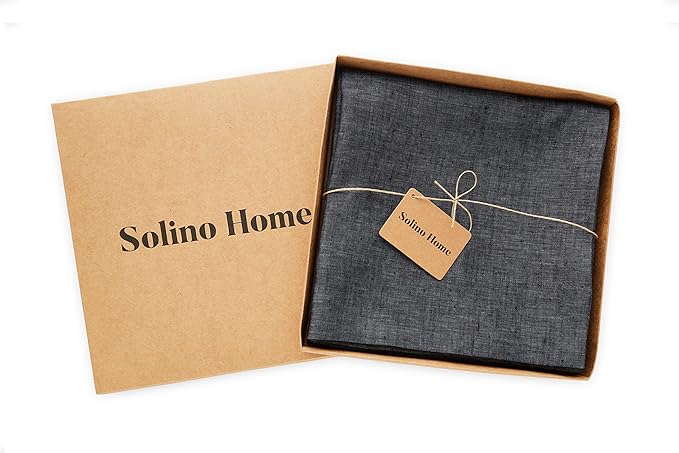 Solino Home European Flax Linen Curtain Charcoal Grey, 52 x 108 Inch Light Filtering Rod Pocket Curtain 108 Inches Long, 100% Pure Linen Window Treatment for Living Room, Bedroom - 1 Panel