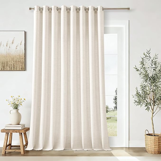 Extra Wide 100 Inch Wide 90 Inch Length Natural Linen Curtains Room Divider Patio Sliding Door Curtains for Living Room Large 100x90 Curtains Grommet Privacy Curtains 1 Panel