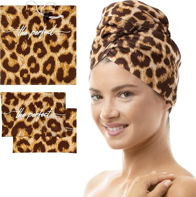 THE PERFECT HAIRCARE Microfiber Hair Plopping Towel Set – Super Absorbent Anti-Frizz Hair Drying Wrap + 2 Curl Scrunching Towels – Fast Drying, Lightweight Wrap for Women, Girls & All Hair Types