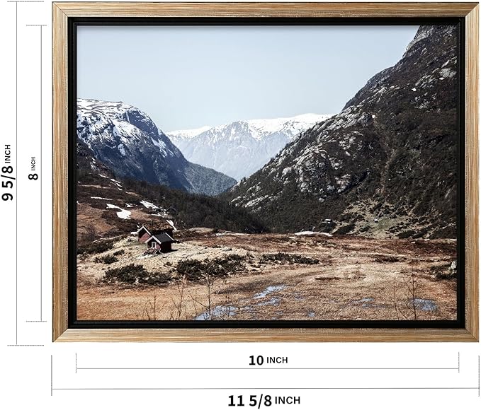 Monem Art Scandinavian Mountain Cabin Landscape Photography Print - Nordic Nature Scenic Art Poster - Wall Decor for Living Room, Bedroom or Office - 8x10 Silver Framed CANVAS by Mareike Bohmer