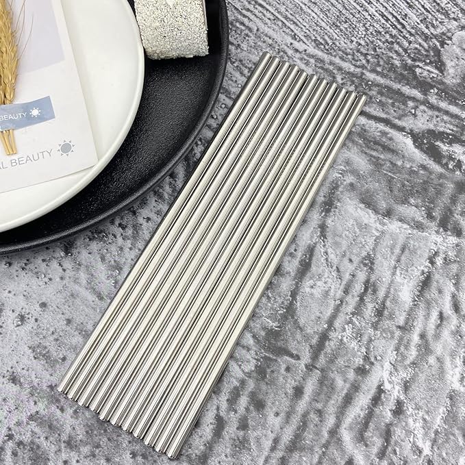 Stainless Steel Straw 24pcs In Bulk.Ultra Long 10.5" Reusable Straight Metal Straws in Bulk Order for Drinks (10.5" - Silver, 24pcs - Straight)