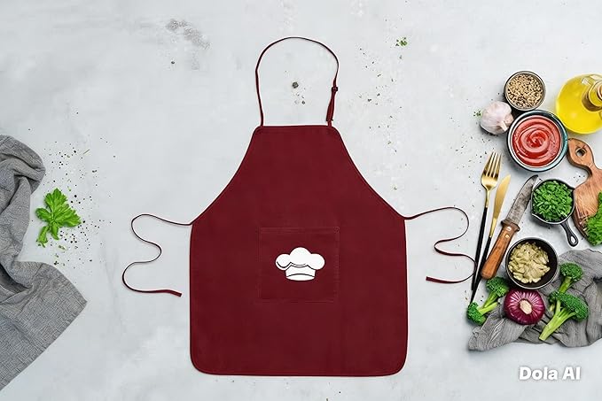 Abstract Terry Cotton Aprons For Cooking - Chef Apron with Pocket Adjustable Neck Strap - Kitchen Apron Men Women - 24"x28"