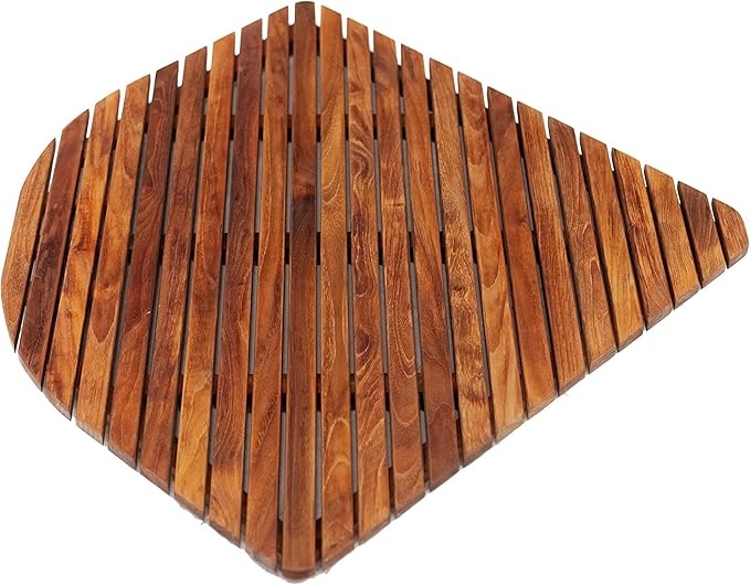 Nordic Style Teak Shower, Bath and Spa Mat | Indoor + Outdoor Use | Non-Slip Wood Platform | Spa, Sauna, Pool, Hot Tub | Luxury Decor (Oiled Finish, 30" X 30" (Rounded Edge Corner))