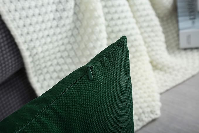 TangDepot 2-Pack Cotton Throw Pillow Covers 16x16 Deep Green | 100% cotton, same-color zip, machine wash & air dry. For living room, bedroom, office, car. 42 colors, 484 sizes. Cover only.