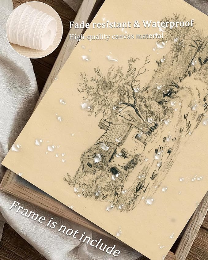 Vodefoad Sketch Cottage Retro Vintage Canvas Wall Art Rural Life Murals Vintage Neutral Wall Art for Home Decor Farmhouse Landscape Sketch Drawing Wall Decor Rustic Nature Canvas Prints Antique Neutral Landscape Oil Painting Vintage Art Pictures for Be...