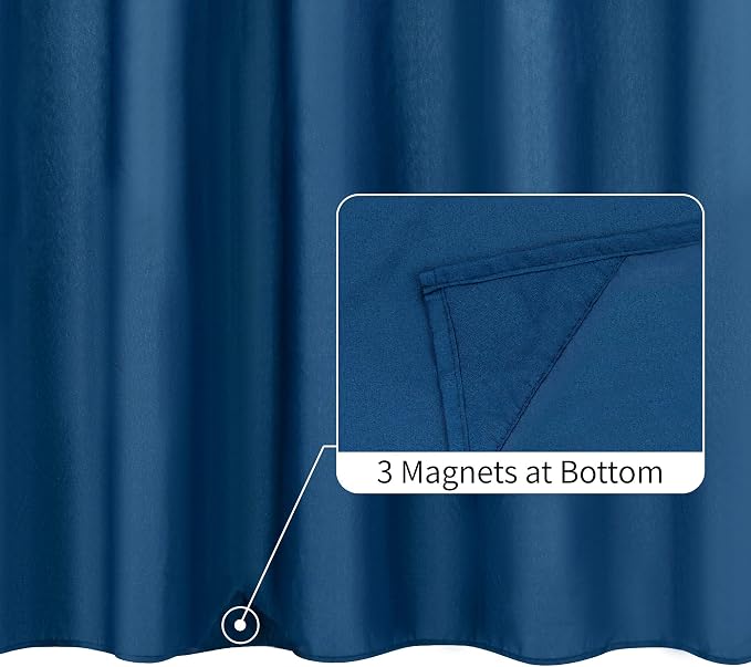 ALYVIA SPRING Waterproof Fabric Shower Curtain Liner - Soft & Light-Weight Cloth Shower Liner, 3 Bottom Magnets, Hotel Quality & Machine Washable - Standard Size 72x72, Navy Blue