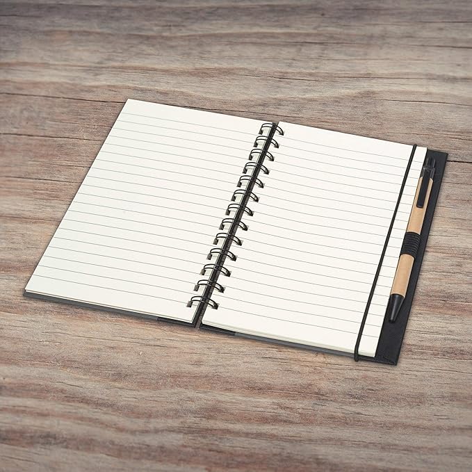 DISCOUNT PROMOS Eco Block Notebooks with Pens Set of 10, Bulk Pack - Perfect for School, Office, Business, Home - Smoke
