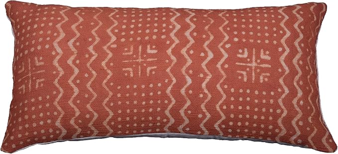 Trade Star 100% Cotton Throw Pillow Cover Handwoven Oblong Pillow Case Indian Cushion Cover Boho Luxury Living Room Decor Ethnic Rectangle Spring Pillow Case (Rust ALMA 12X24 INCHES)