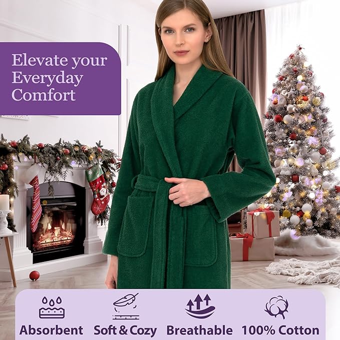 TowelSelections Women’s Robe, 100% Cotton Short Terry Shawl Bathrobe