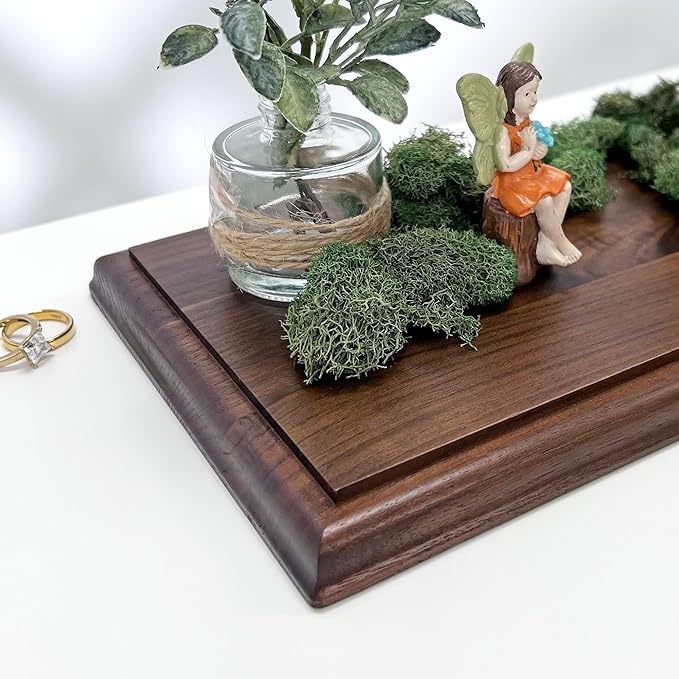 Plymor Solid Walnut Rectangular Wood Display Base with Ogee Edge, 12.75" W x 6.75" D x 0.75" H