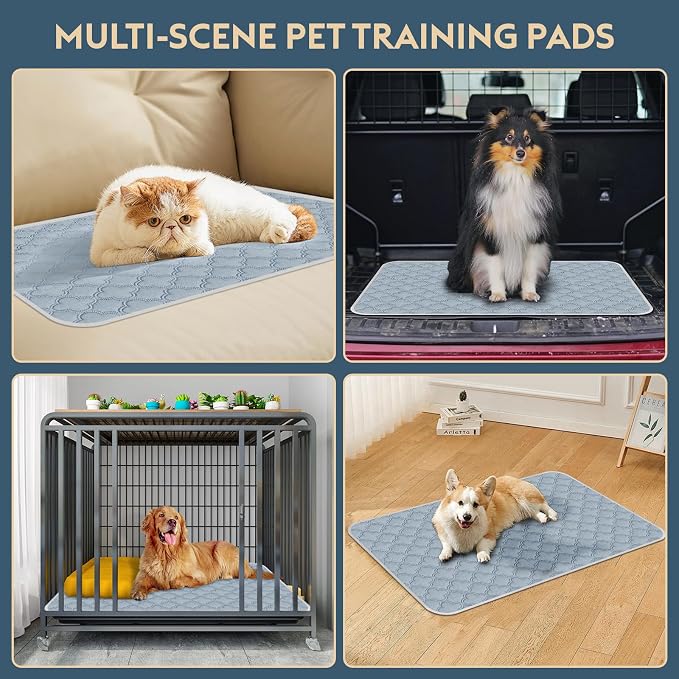 FunFurry Washable Pee Pads for Dogs - 2 Pack Reusable, Waterproof Puppy Pads, Super Absorbent with Dog Paw Shape Non-Slip Backing (Light Grey, 31" X 36" - 2 Pack)