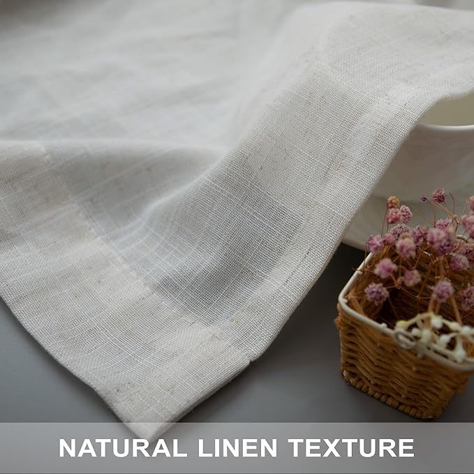 Natural Linen Curtains 108 Inches Long for Living Room 2 Panels Set Loop Pocket Back Tab Draperies Neutral Earth Tone Soft Cotton Textured Semi Sheer Linen Curtains for Large Window Vertical 9 FT Tall