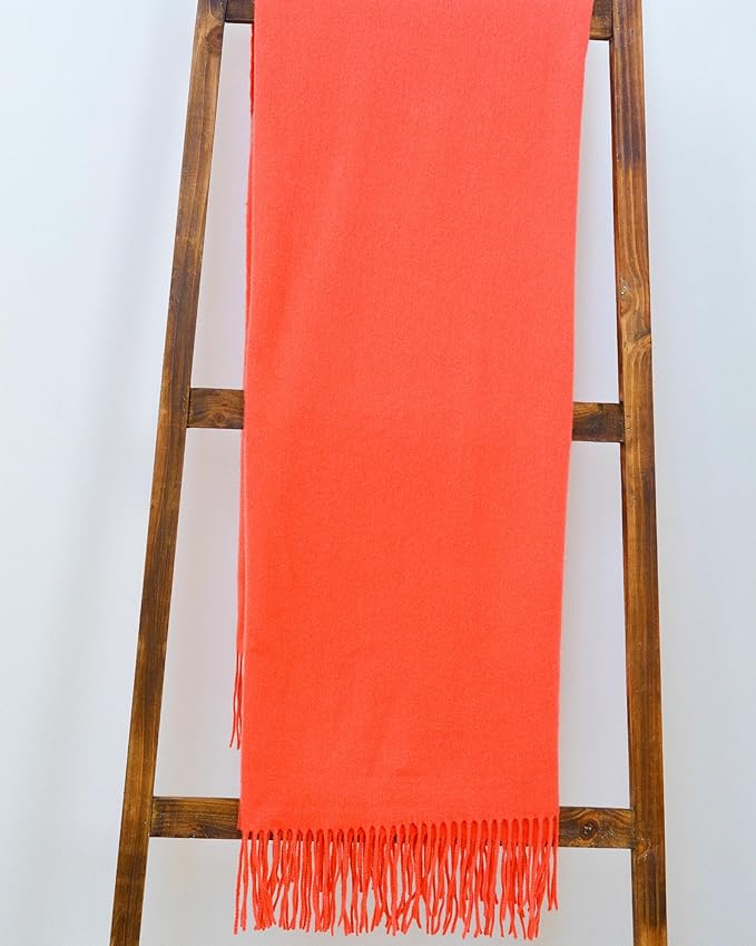 Alashan Ripple Finish - Cashmere Blend Throw Blanket - Soft Woven Coral Throw