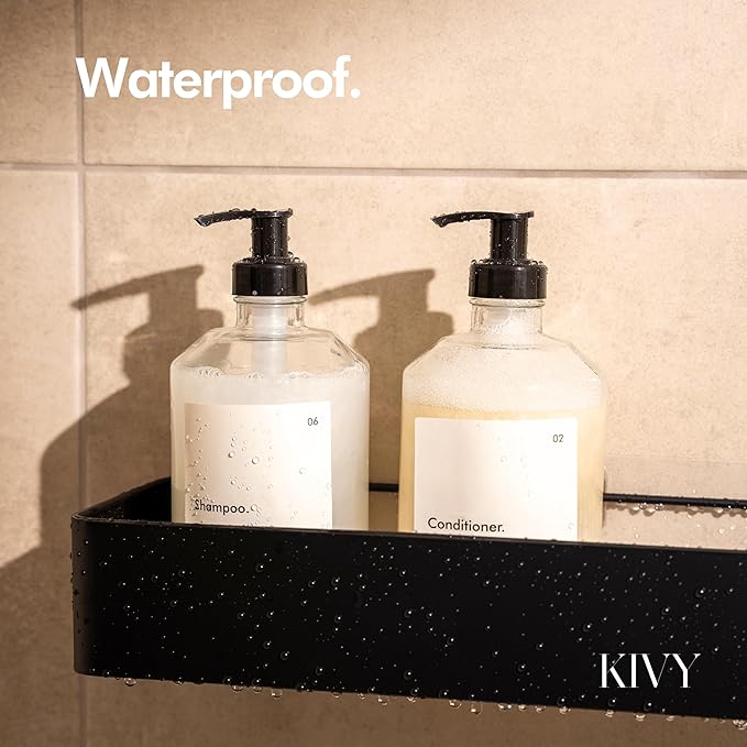 KIVY Glass Soap Dispenser Set [INCL. Waterproof Labels] - Brown Glass Soap Dispenser with Pump - Hand Soap and Dish Soap Set - for Kitchen, Shower & Bathroom (2X 16oz)