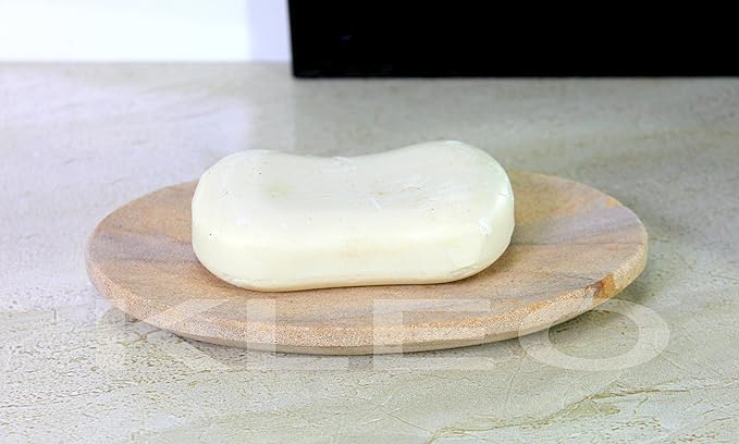 Stonkraft Natural Water Absorbent & Rigged Soap Dish Soap Holder Made of Natural Stone - Unique Bath Bathroom Accessories (Oval)