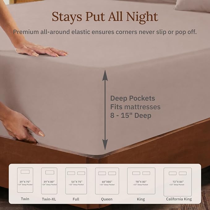 California Design Den King Sheet Set - 100% Organic Cotton Sheets King, Soft and Lightweight Sateen, Deep Pockets, Durable Bedding - Dusty Rose