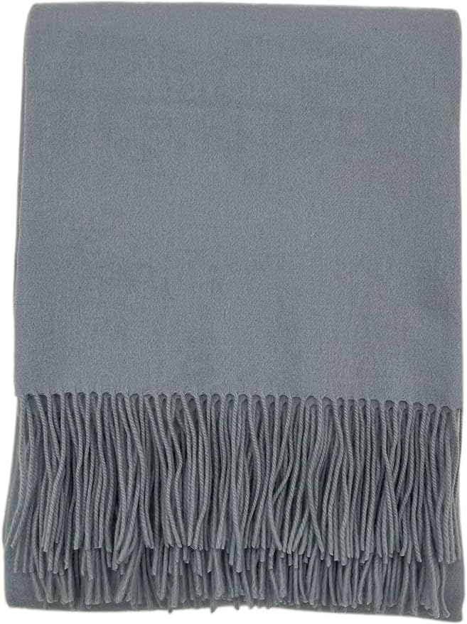 Alashan Cashmere Blend Ripple Finish Woven Throw - Throw Blanket - Blue Haze