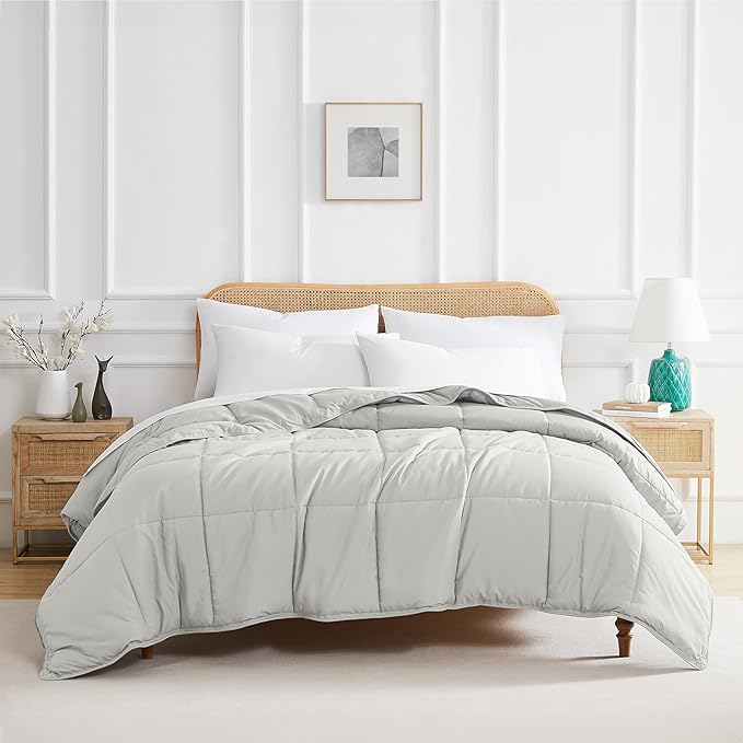 Southshore Fine Living, Inc. California King Size Comforter, Pet Hair Resistant Bedding, Easy Care Oversized Down-Alternative Grey Comforters, King Size Bedding, Hotel Quality Light Grey Comforters