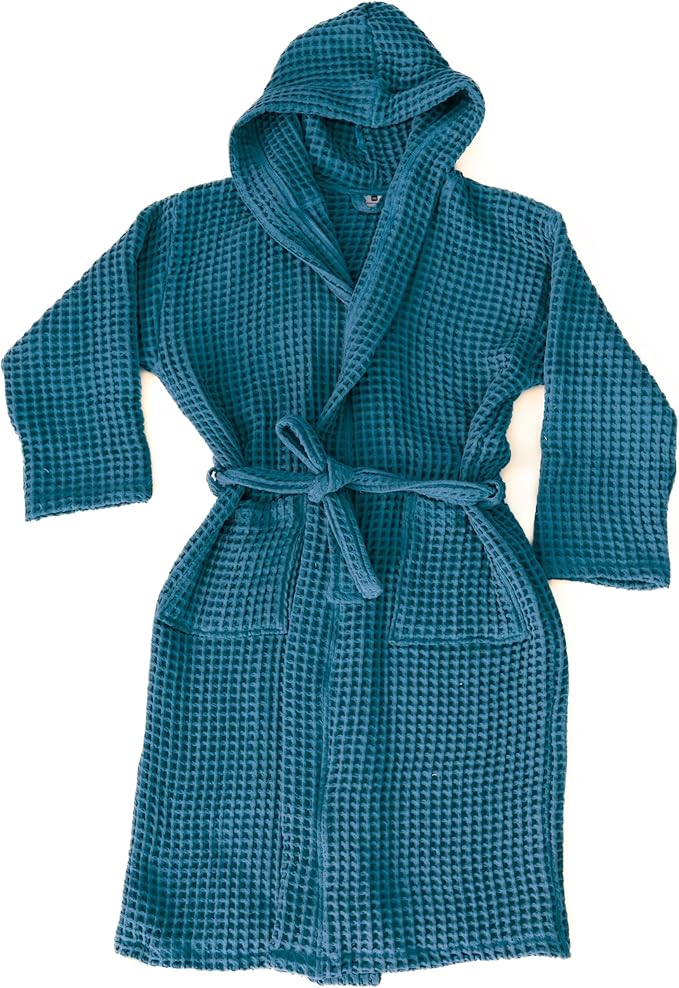 100% Turkish Cotton Men's Waffle Robe with Hooded, Premium Soft Cozy Housecoat or Quick-Dry Bathrobe for Mens