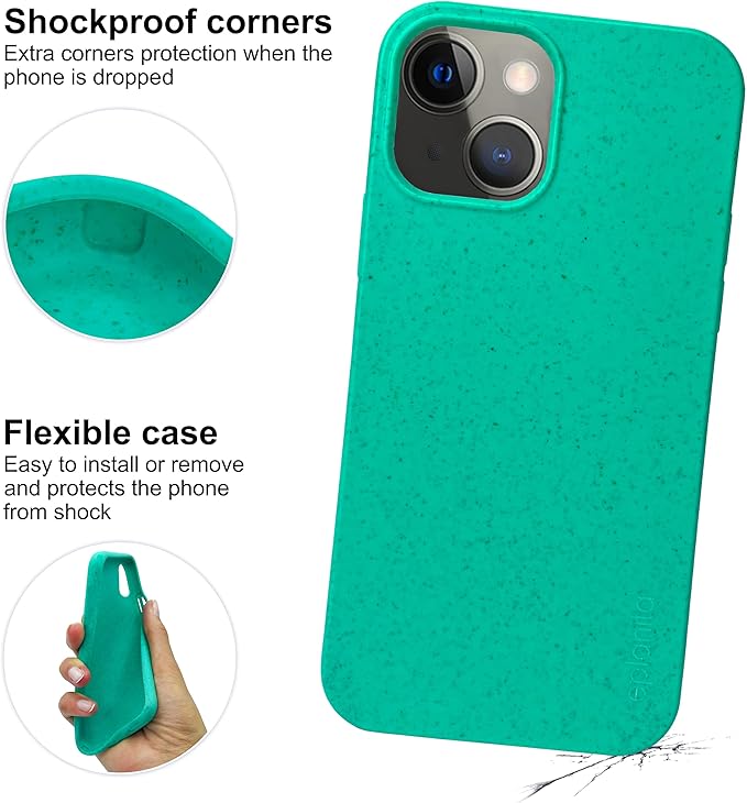 eplanita Eco Mobile Phone Case Compatible with iPhone 13 Mini, Plant Fiber, Drop Protection Cover, Durable and Sustainable (for iPhone 13 Mini, Mint)