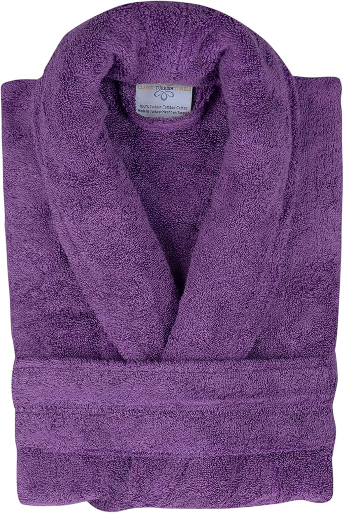 Classic Turkish Towels CTT Premium 100% Turkish Cotton Terry Cloth Bath Robe for Women & Men, Soft & Plush Long Unisex Robe