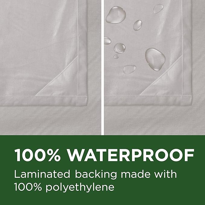 Zenna Home Recycled Cotton 100% Waterproof Fabric Shower Curtain Liner with Anti-Draft Clips, Grey