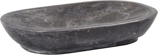 Luxury Hand Carved Natural Charcoal Marble Soap Dish, 3.8 x 5.8 x 0.9 H Inch
