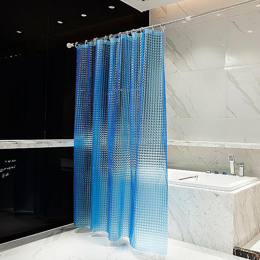 Blue Shower Curtain Liner, 100% Waterproof EVA 3D Shower Curtains with 3 Duty Heavy Bottom Magnets and 12 Rust Proof Grommets, 72x72 Weighted Shower Liner for Shower Stall, Bathtubs