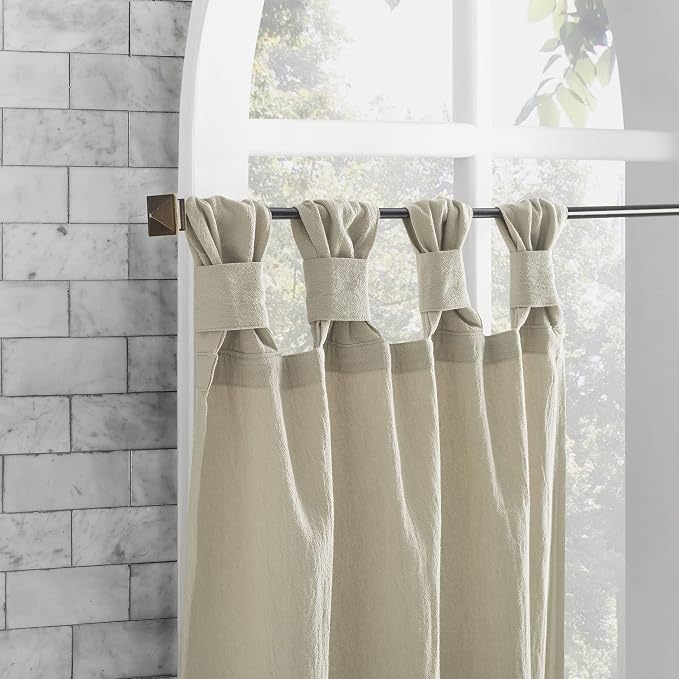 Archaeo Washed Cotton Small Window Twist Tab Cafe Curtains, 52" x 36", Oatmeal