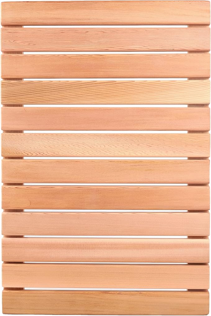 bingaai Cedar Wood Shower Mat, Cedar Wooden Bath Mats, Wood Bath Mat 23.6 × 15.7 in, Shower Stall Mat Non-Slip for Bathroom Bathtub Spa Sauna Garden Home, Wooden Floor Mat Large for Indoor and Outdoor