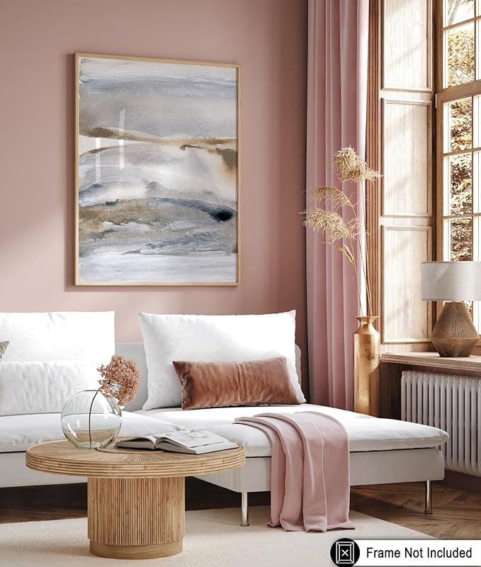 Monem Art Neutral Abstract Watercolor Landscape Wall Art - Minimalist Earth Tone Contemporary Painting Poster - Modern Calm Aesthetic Art Print - 18x24 Unframed Wall Art by Mareike Bohmer