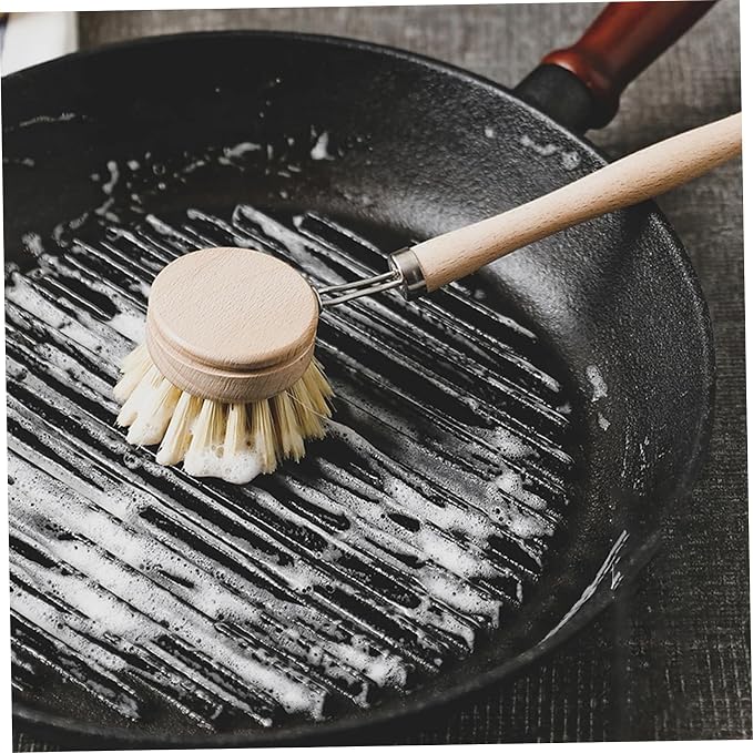 Wooden Dish Brush 4Pcs Natural Bamboo Dish Brush with Sisal Fibers Eco-Friendly Scrubber for Kitchen Cleaning