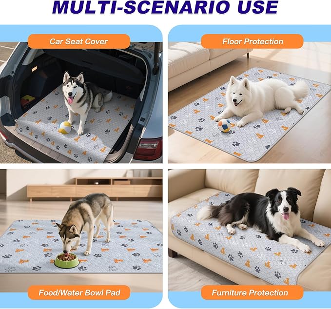 WanpeeGoo Washable Pee Pads for Dogs, 2 Pack Absorbent Reusable Training Dog Pads Pet Puppy Pads, Non-Slip Potty Pads for Whelping, Playpen, Crate, Bed, Orange, 36"x41"