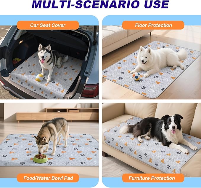 WanpeeGoo Washable Pee Pads for Dogs, 2 Pack Absorbent Reusable Training Dog Pads Pet Puppy Pads, Non-Slip Potty Pads for Whelping, Playpen, Crate, Bed, Orange, 24"x24"