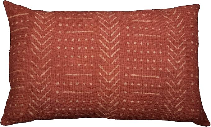 Trade Star Decorative Throw Pillow Cover 100% Cotton Cushion Case Handloomed Pillow Cover Authentic Couch Cushion Case Handmade Lumbar Spring Fall Decor Pillow Cover (Rust Snow 14X22 INCHES)