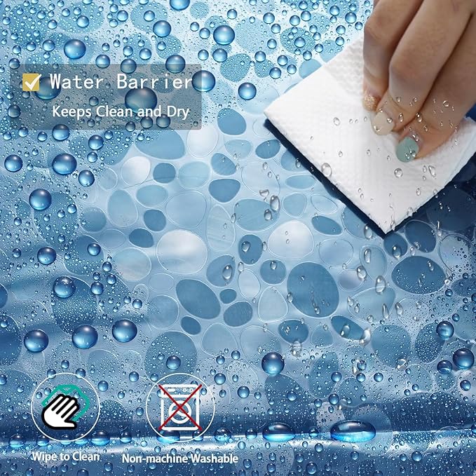 Shower Curtain Liner, Waterproof EVA 3D Shower Curtains with Duty Heavy Bottom Magnets and Rust Proof Grommets, Weighted Shower Liner for Shower Stall, Bathtubs