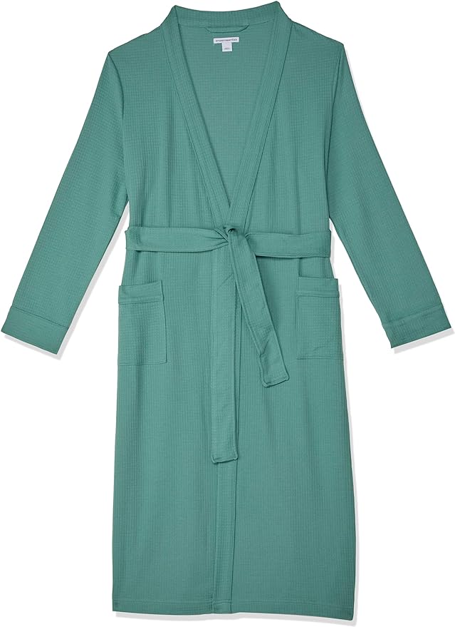 Amazon Essentials Women's Lightweight Waffle Full-Length Bath Robe with Pockets (Available in Plus Size)