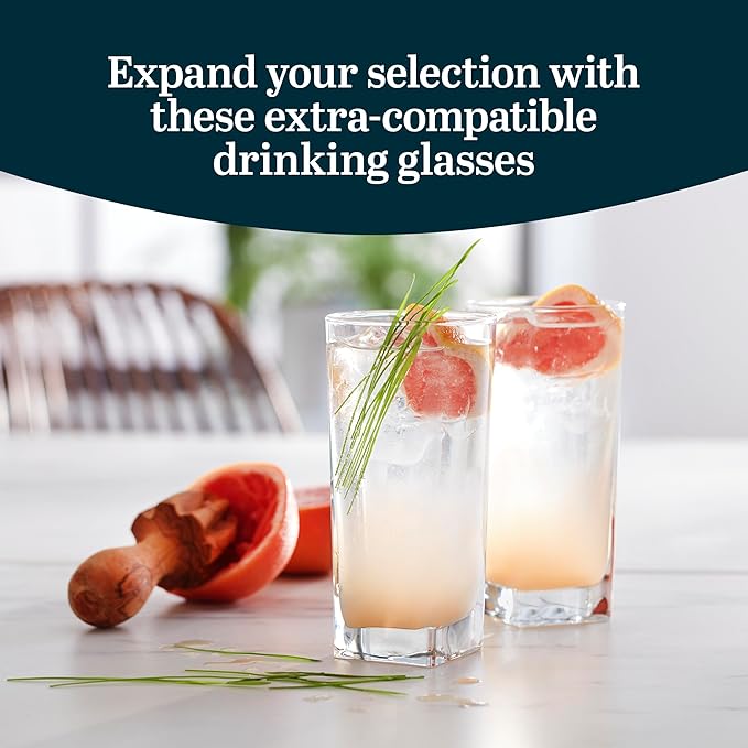 Libbey City Tumbler Glasses Set, 14.3 Oz Clear, Tall Drinking Glasses Set of 8, Thick, Square Glass Cups Set for Casual Dining and Daily Use | Crystal Clear Drinking Glasses, Thick Square Base, Everyday Glassware for Water, Juice & Iced Tea, Dishwasher...