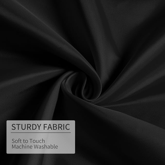 Gibelle Black Fabric Shower Curtain or Liner, 72x72 Waterproof Shower Curtain Liner for Bathroom with Metal Grommets, Soft Cloth & Hotel Quality, Machine Washable