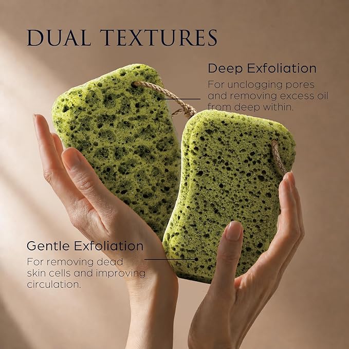 Spongentle Loofah Sponge for Shower and Bathing, Bath Sponge with Dual Texture, Shower Pouf for Gentle and Deep Exfoliation, Large Size Body Scrubber for Men & Women, PU Foam, 37% More Lather, 3 Pack