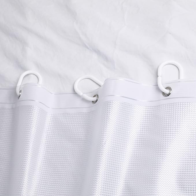 NTBAY EVA Semi-Transparent Clear Shower Curtain with Waffle Weave, Water-Repellent Liner with 3 Magnets for Bathroom, 72x72 Inches