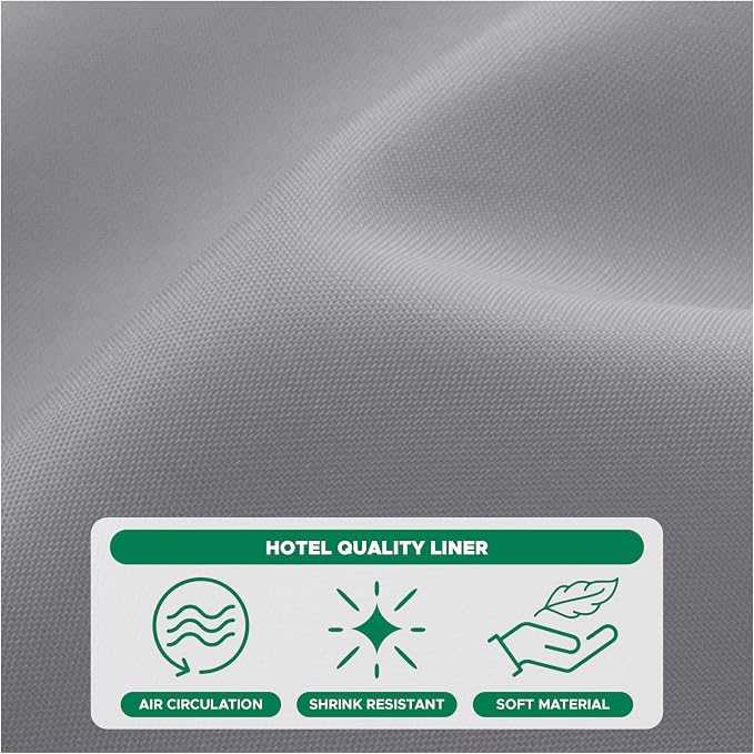 Biscaynebay Fabric Extra Long Shower Curtain Liners 72" Width by 96" Length, Silver Grey Water Resistant Bathroom Curtains, Rust Resistant Grommets Top Weighted Bottom Machine Washable