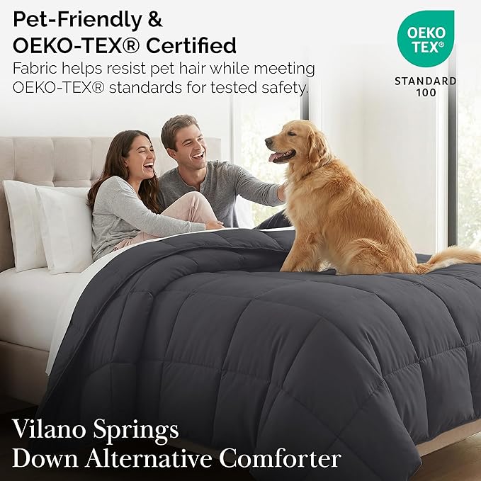 Southshore Fine Living, Inc. Oversized Blue Comforter, King Size, Cozy and Soft, Pet Hair Resistant Bedding, California/King Size Down-Alternative Comforter/Bedspread, Dark Blue