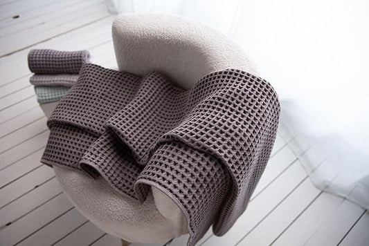Waffle Cotton Bath Towels-100% Turkish Cotton, Quick Dry, Ultra Soft, Premium Absorbent, Weave Design, Fast Drying-2 Pieces Bath Towel Set (1 Large Bath Towel and 1 Hand Towel) (Anthracite)